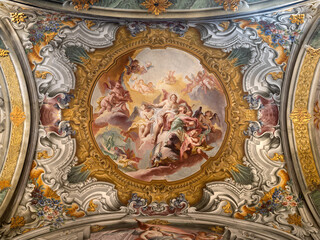 Obraz premium MONZA, ITALY - MARCH 19, 2026: The fresco of Apotheosis of St. Sebastian in the Cathedral by Carlo Innocenzo Carloni (1738 -1740). 