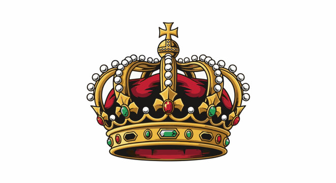 Ornate golden crown with red velvet lining and precious jewels