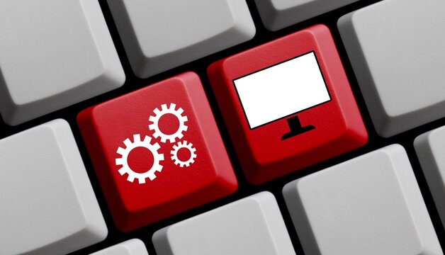 Computer Tastatur in rot: Bildschiem oder Monitor