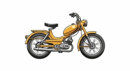 Fototapeta premium Vintage yellow moped with black seat, chrome accents and spoke wheels