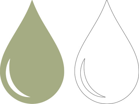 Green water drop silhouette and outline liquid shape