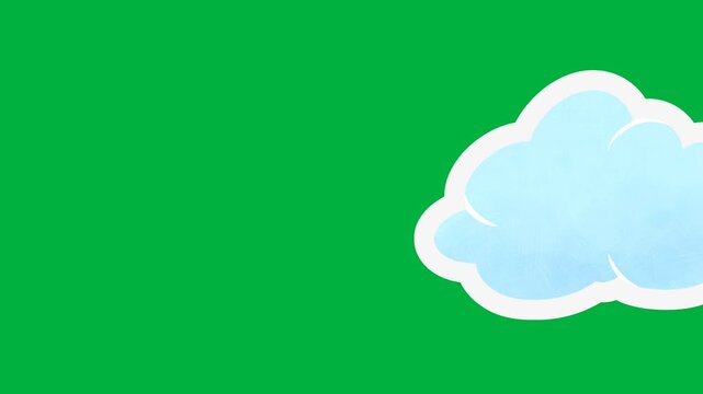 Soft Bouncy Cloud Horizontal. Loop Animation. Cute. 2D Motion Graphics. Green Screen Background.