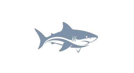 Stylized Blue Shark Silhouette on White Background © Alienmarsh