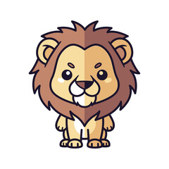 Fototapeta premium Cute Cartoon Lion Cub Character with Fluffy Mane - Adorable Baby Animal Illustration