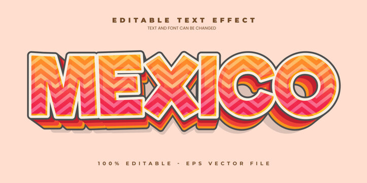 Mexico editable text effect in modern trend style