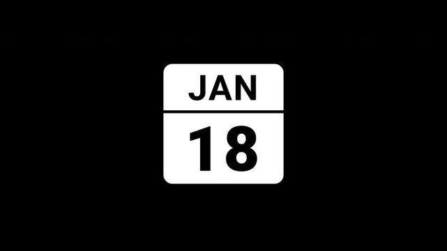 January 18th White Animated Calendar Icon