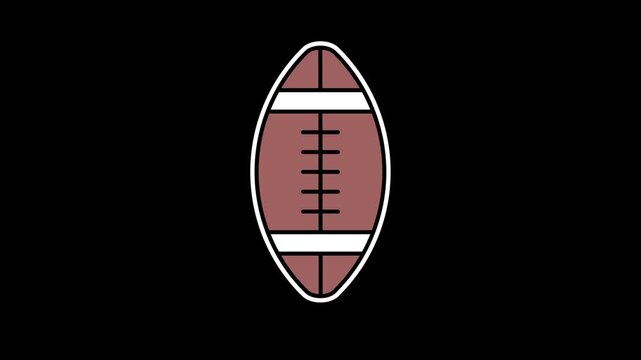 Seamless looping animation of a brown American football or pigskin moving up and down; perfect for sport championship visuals on a transparent alpha channel background in 4k horizontal format