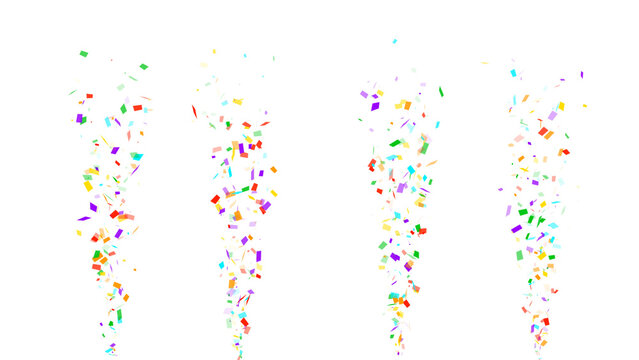 colorful confetti explosion canons isolated on transparent background,png birthday celebration and big sale shopping isolated social media design element