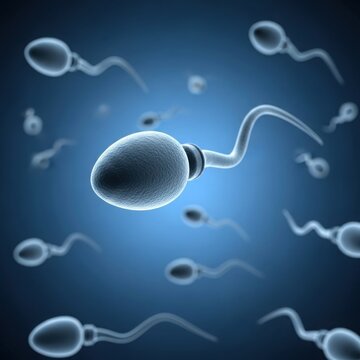 A microscopic view of sperm cells swimming in a fluid medium