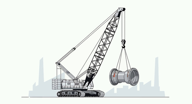 Large crane lifting heavy metal object.