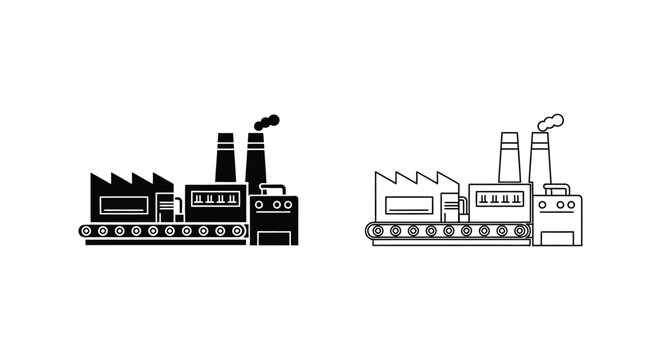 industrial factory buildings with smokestacks Vector
