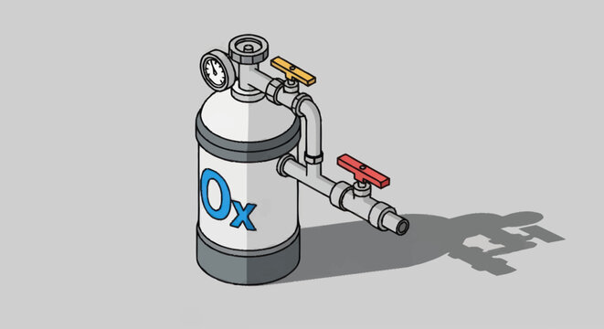 Industrial Nitrous Oxide Tank with Valves and Gauges.
