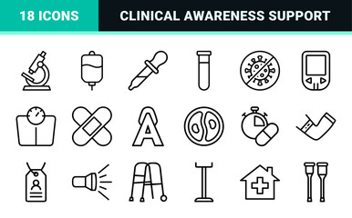 Fototapeta premium Minimalist HIV AIDS awareness and sexual health medical icon set featuring clean geometric line art for clinical and educational use.