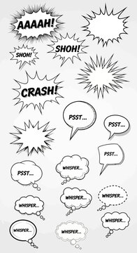 Comic Speech Bubbles and Sound Effect Bursts - Hand Drawn Vector Set