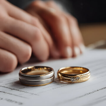 wedding rings in hands
