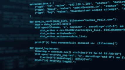 Obraz premium Complex programming script code on computer screen