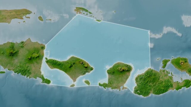 Bali Sea - Highlighted Geographic Boundaries on Natural Color Map