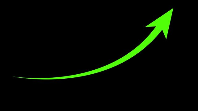 arrow up business graph icon animation. business chart concept.  money increases icon, dollar rate increase stretching arrow up icon .glowing up arrow with dollar sign. 