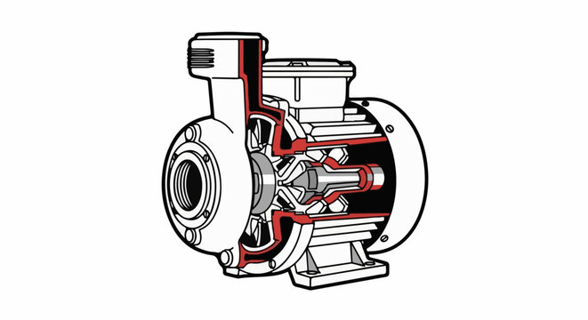 Cross-section diagram of a centrifugal pump showing internal mechanics and fluid flow path