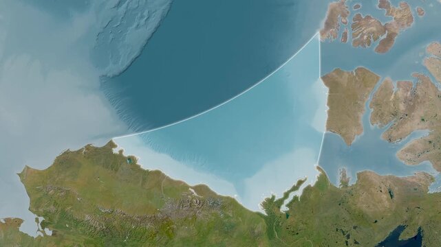 Beaufort Sea - Highlighted Geographic Boundaries on Natural Color Map