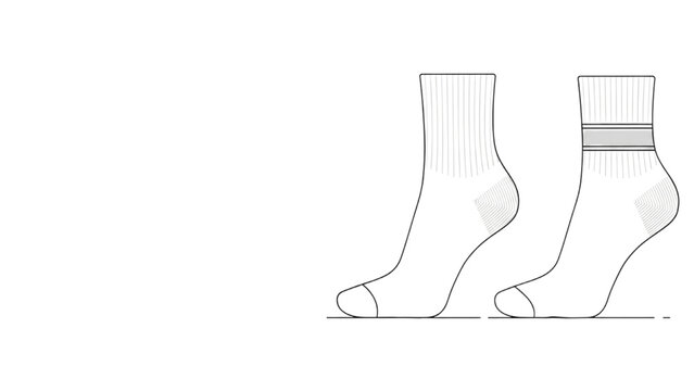 A vector CAD design style illustration of two socks displayed side by side