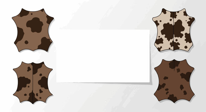 Four animal hide cutouts with spotted patterns on white background