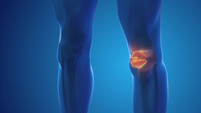 Broken patella bone pain medical concept