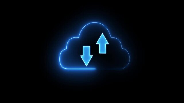 Animation cyan two up and down arrow neon glowing