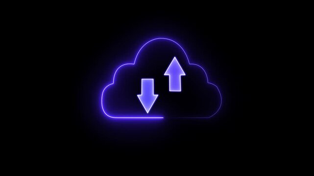 Animation blue two up and down arrow neon glowing