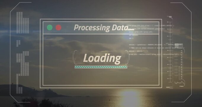 Vertical video: UI overlay appearing over horizon, starting data load and advancing progress bar