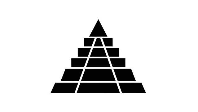 Black pyramid chart with seven levels, representing growth, hierarchy, and data visualization.