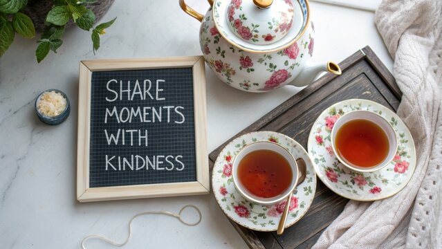 Floral Tea Set with Inspiring Message