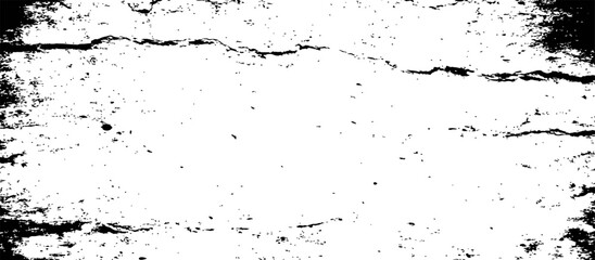 Naklejka premium Black and white grunge texture overlay with distressed cracks and subtle dust elements