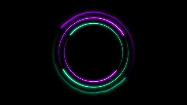 Abstract neon glowing circular graphic for digital interfaces. Neon glowing circle for app loading and visual effects. Abstract circular graphic for modern UI and UX design.