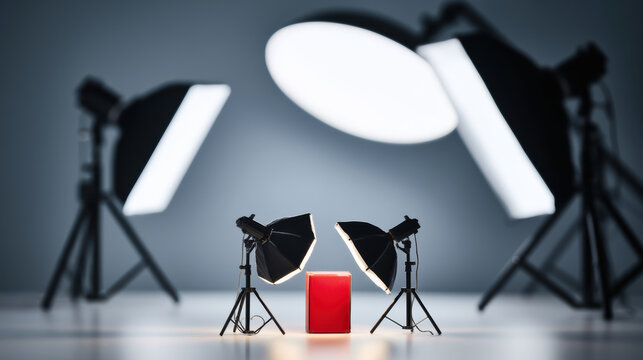 Digital marketing e commerce product photography studio lighting red box modern minimal mood