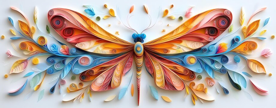 Colorful butterfly paper art with vibrant details.