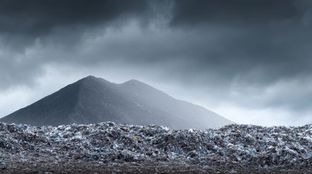 massive landfill mountain environmental waste crisis concept
