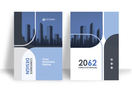 Business Report Cover Template &ndash; Blue and White Geometric Layout (A4)	
