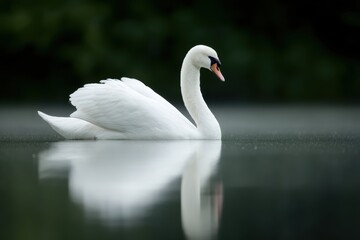 Obraz premium Elegant swan reflection lake serenity balance nature beauty concept