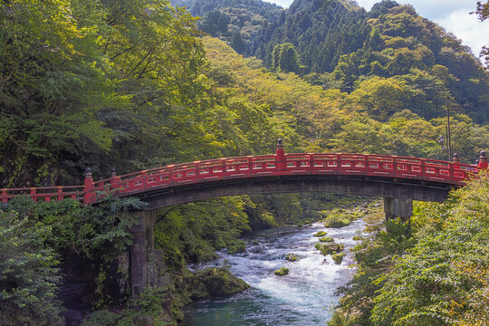 The Shinkyo Bridge over the Daiya river, connecting Nikko with the shrines and temples of the city