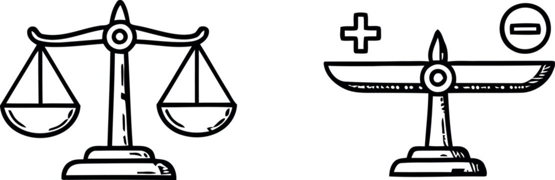 Ancient egyptian scales of justice and symbols of balance and truth