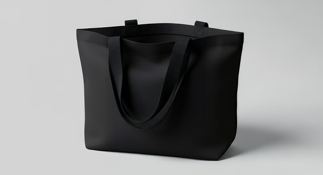A plain black tote bag perfect for shopping or everyday use its simple design makes it versatile and adaptable to any style or occasion a classic reusable option tote bag mockup mockup fabric bag tote