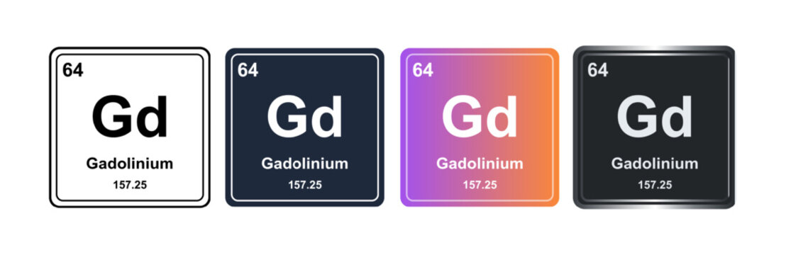 Gadolinium Gd 64 Periodic Table Element Tile. Vector Illustration, Minimalist Design, Isolated on Background, UI Icon Style, Modern Chemistry Graphics.