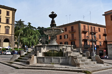 Obraz premium Viterbo, la fontana e la Piazza del Gesù Tuscia, Lazio, Italia