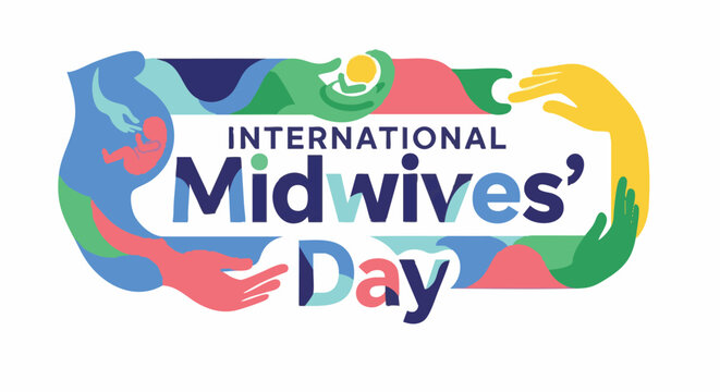 International Midwives Day logo in colorful abstract design for healthcare marketing