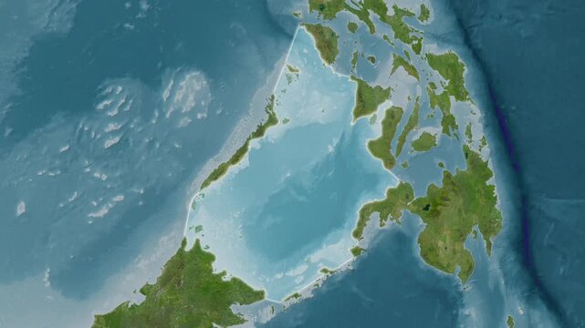Sulu Sea - Highlighted Geographic Boundaries on Natural Color Map