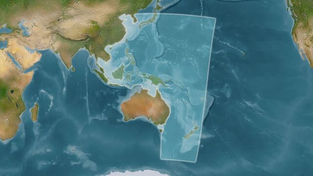 Western Pacific Ocean - Highlighted Geographic Boundaries on Natural Color Map