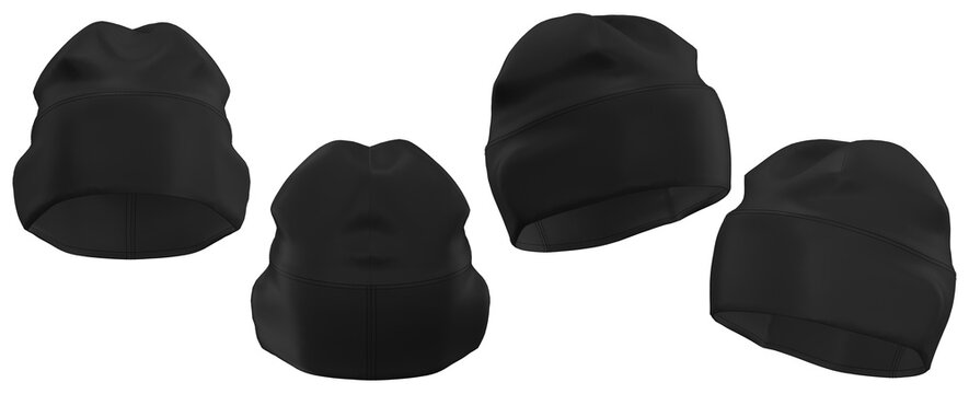 beanie mockup in four views. soft winter hat template for branding.