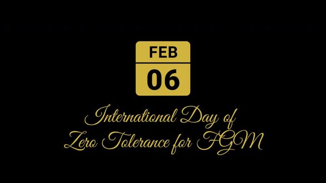 Animated Calendar Icon February 6th Date International Day Of Zero Tolerance For Fgm Metallic Gold Isolated On Black Background