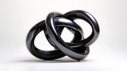 Fototapeta premium Abstract metallic knot sculpture isolated on white background